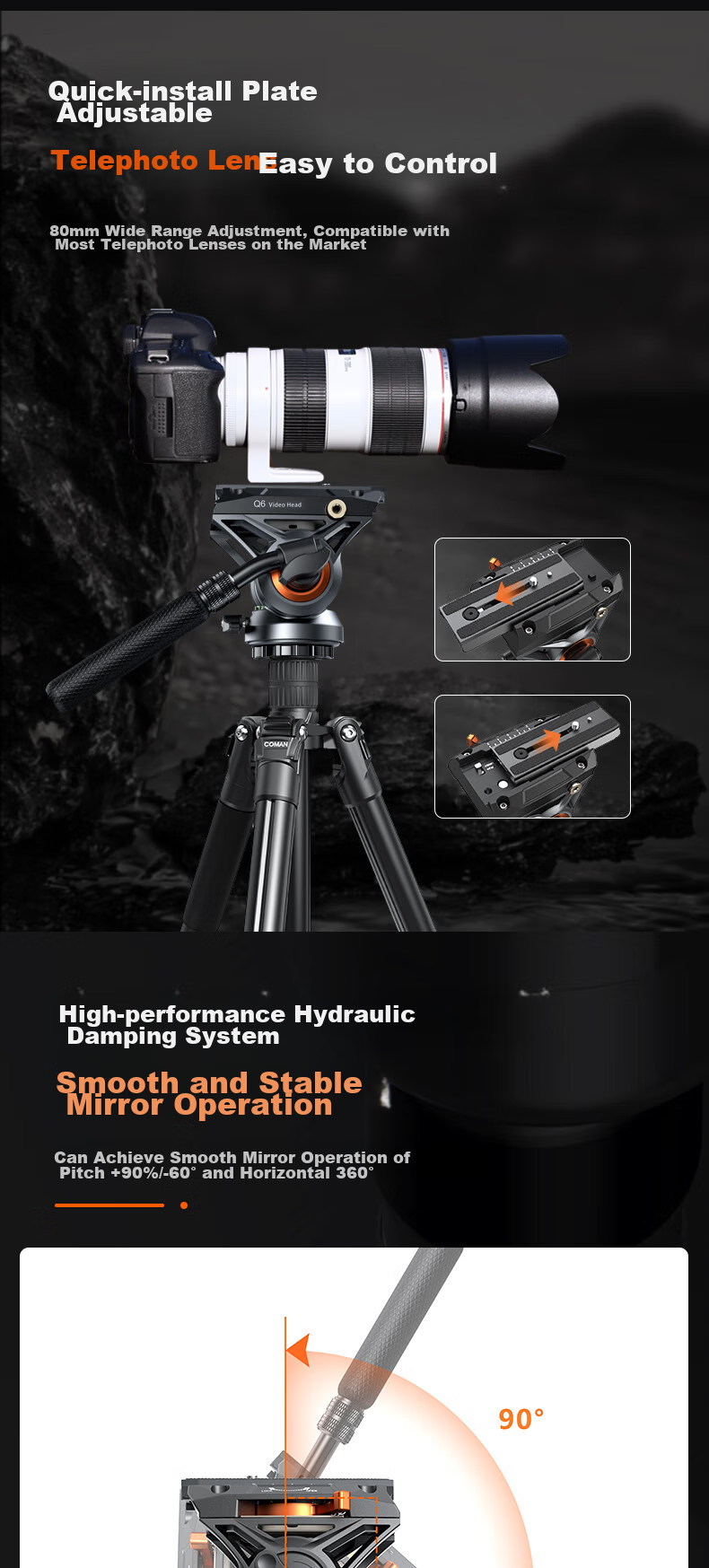 Штатив COMAN KX3939plus для фото- и видеосъемки, профессиональный, портативный, гидравлический, для камеры и телефона, монопод для прямых трансляций, штатив для DSLR