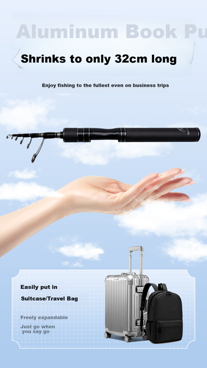 Спиннинговый набор Taigek Ultra-Short Micro Telescopic Lure Rod Portable Travel Multi-Section Fishing Rod 1.56m Gun Handle Right-Hand Water Drop Reel Set
