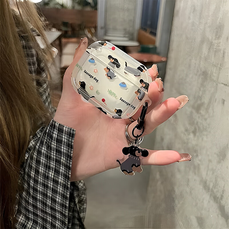 Чехол для AirPods 4 Qiaojiejie с подвеской в виде собаки, защитный чехол для беспроводных наушников Apple Bluetooth, противоскользящий креативный дизайн