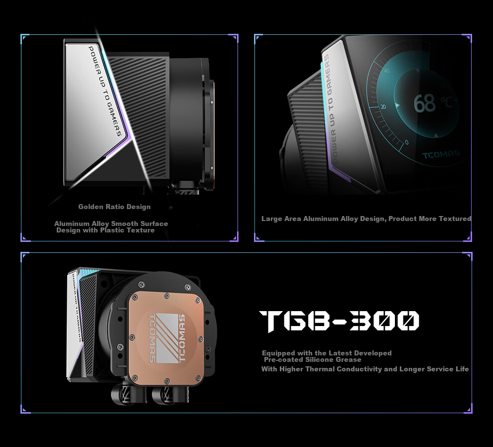TCOMAS Titanium Zirconium LG600, система жидкостного охлаждения для процессора, 360 мм, с IPS-экраном 3.95 дюйма, ARGB подсветкой, совместимая с Intel/AMD