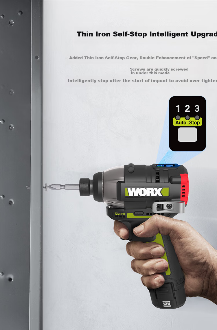 Бесщеточная электрическая отвертка WORX WU132X.2, 12В, 160Нм, 2.5Ач, двойная батарея