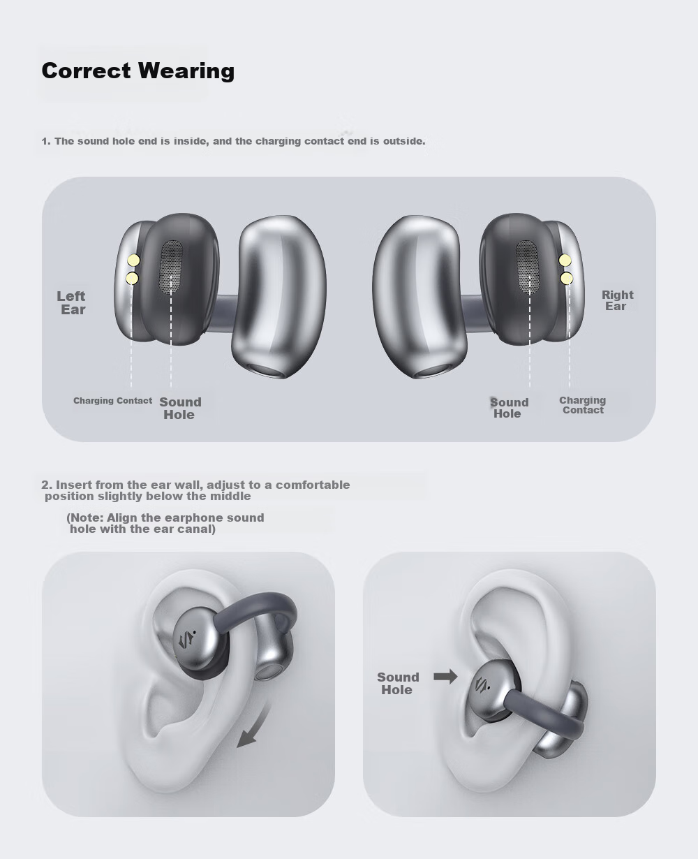 Беспроводные наушники Blackshark Fengming Ear Clip, Bluetooth 5.4, с шумоподавлением, спортивные, для бега, для Huawei, Xiaomi, Apple iPhone 17, серебристые