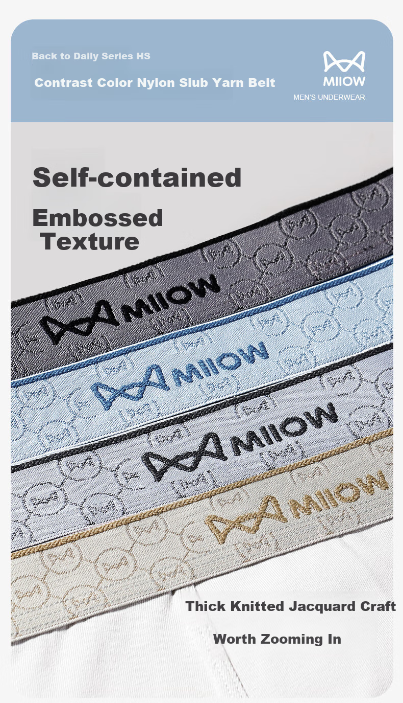 Мужские трусы MiiOW Cotton Premium, 4 пары, размер 2XL, черные + светло-серые + темно-серые + светло-синие