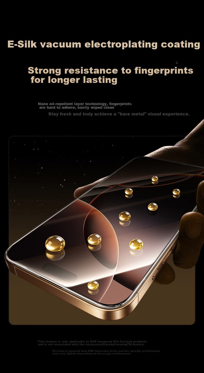 Защитное стекло ESR для iPhone 16 Pro, сертифицированное Corning, противоударное, антиотпечатки, HD Clear