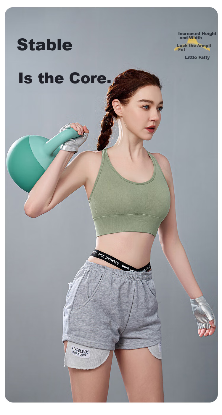 Спортивный бюстгальтер LangSha для женщин, с высокой степенью поддержки, противоударный, для бега, йоги, зеленый, размер L