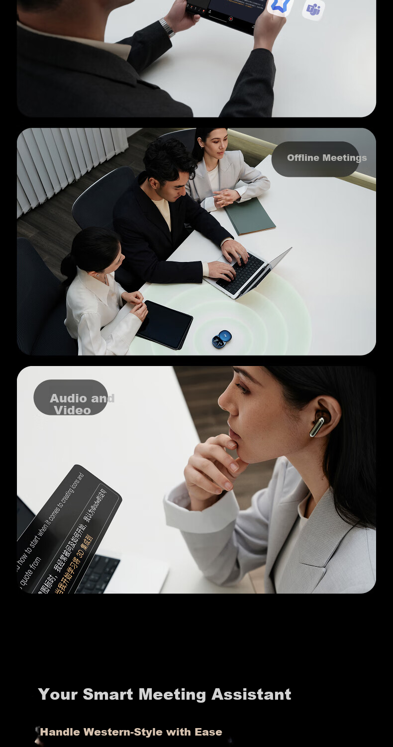 Беспроводные наушники iFLYTEK Pro3 Titanium Gold с шумоподавлением, AI-перевод, Bluetooth 5.2, Hi-Res Audio