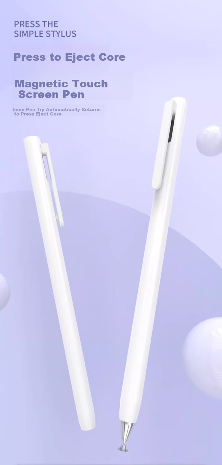 Стилус Aolang для планшетов и смартфонов, черный, с магнитным креплением, выдвижным наконечником и кликающими кнопками