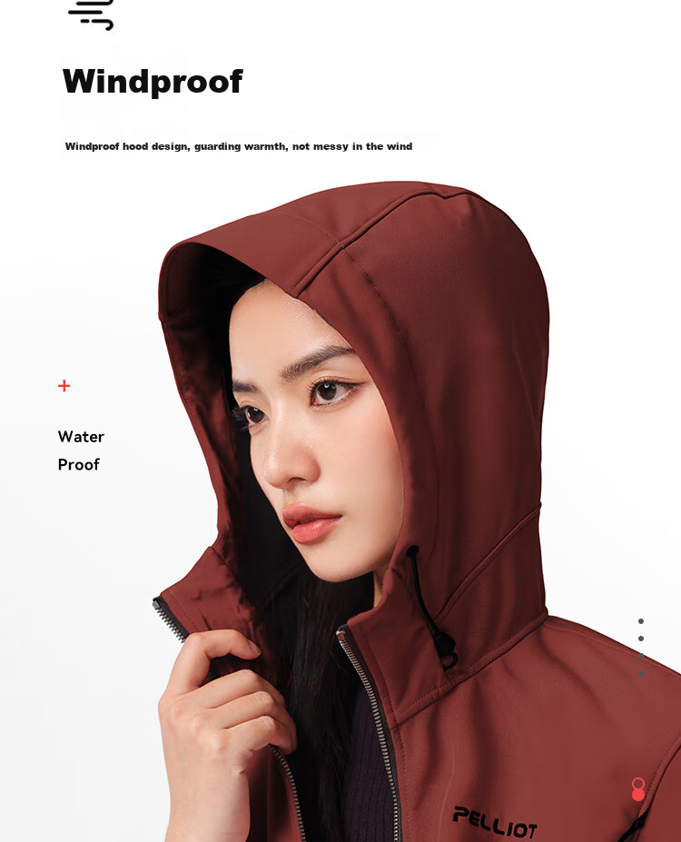 Pelliot Outdoor Soft Shell Jacket for Men And Women, Autumn And Winter Hiking Mountaineering Windproof Water-Resistant Coat 125106015 Pink S