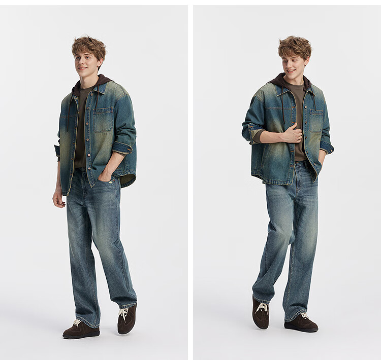 Джинсы Semir Vintage Straight Leg Jeans для мужчин, осенние брюки 2025, модель 103525124102A, синий/серый деним, размер 31