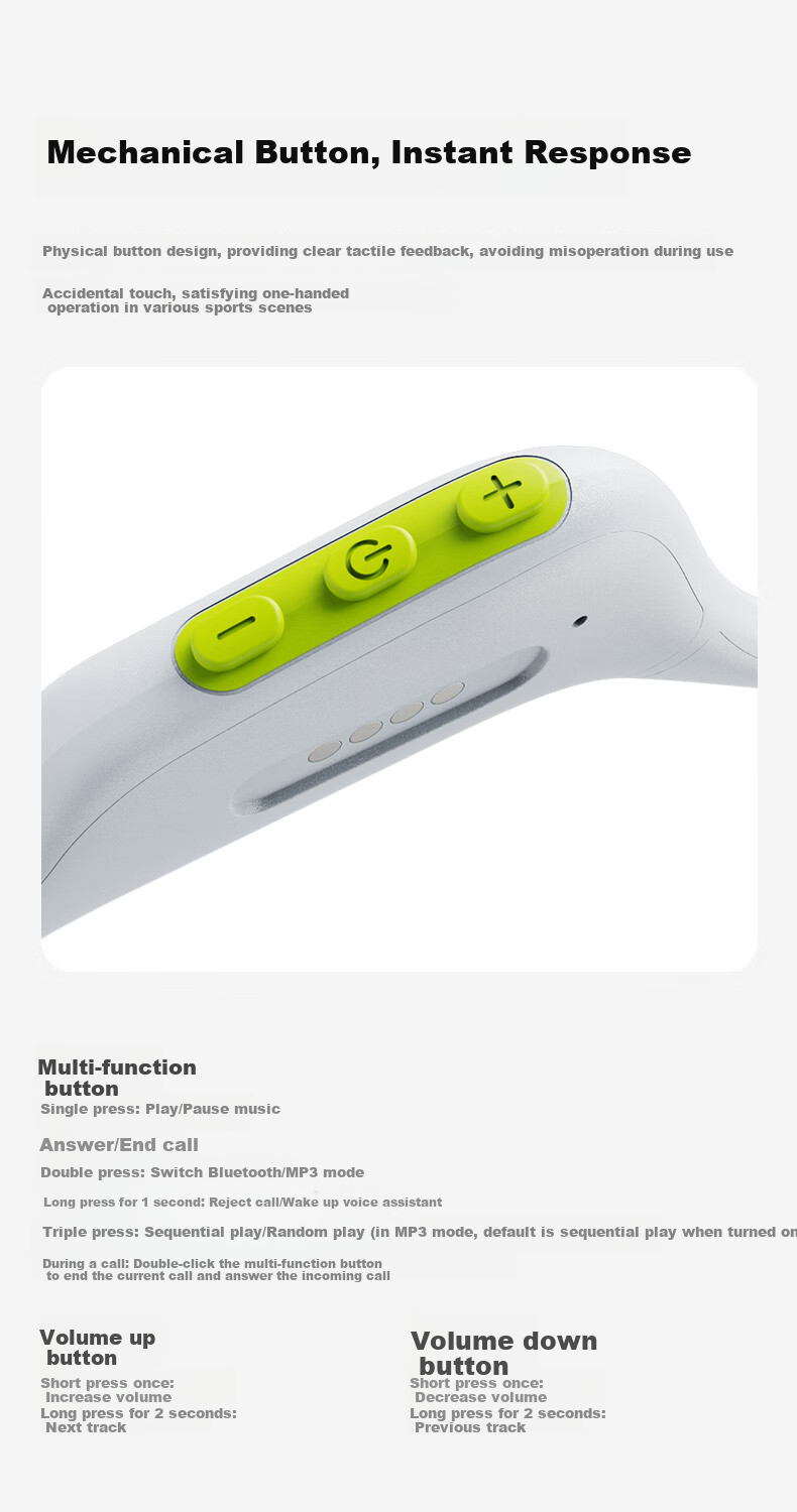 Наушники Lanshidun с костной проводимостью BE20, беспроводные Bluetooth-наушники открытого типа для спорта, плавания, бега, езды на велосипеде, водонепроницаемые IPX8, с шумоподавлением без звонков, серый-зеленый