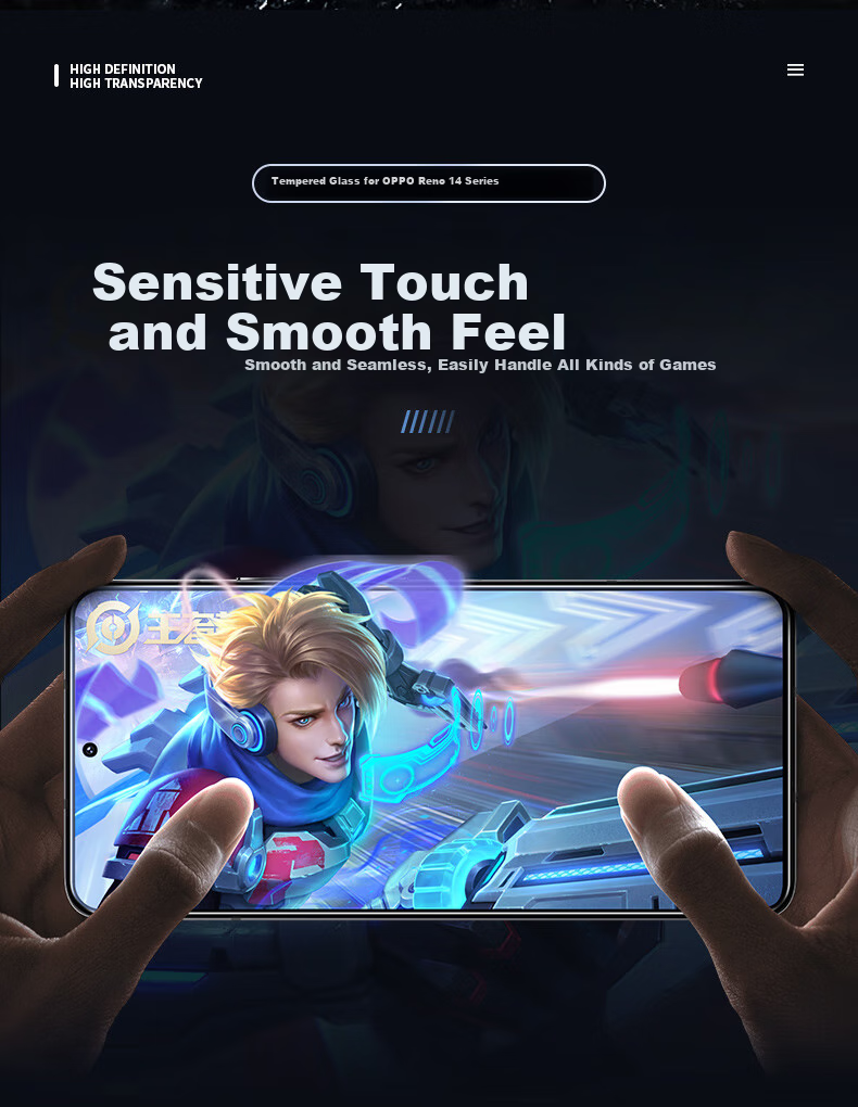Защитное стекло Lanxingxiansheng для OPPO Reno14 Pro / Honor Win / Iqoo 15 / OnePlus Ace 6, высокая четкость, защита от падений и отпечатков пальцев