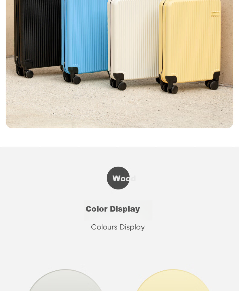 Чемодан CONWOOD, Spinner Wheels Luggage, TSA Approved Trolley Case, Space-Saving PC243, Cheese Yellow, 26 Inches