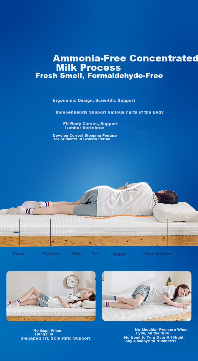 Наматрасник Baopo Student Latex Mattress, односпальный, мягкий, антибактериальный, для общежития, 100x200 см