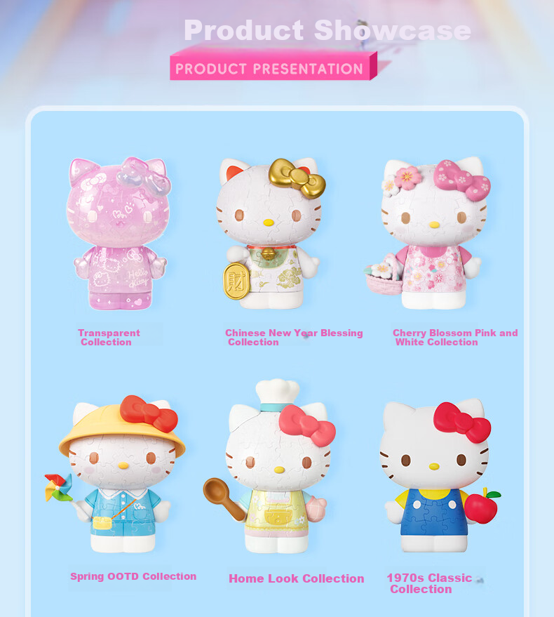 3D-JP Sanrio Hello Kitty Trendy Figurine, 3D Puzzle, Home Decoration, Birthday Gift for Women, Wealth Attraction