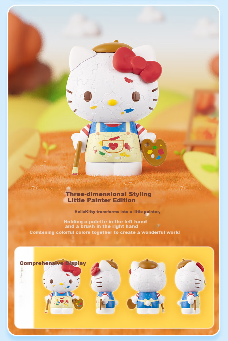 3D-JP Sanrio Hello Kitty Trendy Figurine, 3D Puzzle, Home Decoration, Birthday Gift for Women, Wealth Attraction