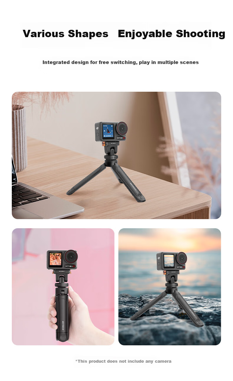 Штатив REYGEAK Mini Desktop Tripod, портативный для камер, для DJI Pocket 3/Action 5 Pro 4 3, стабилизатор, ручной кронштейн