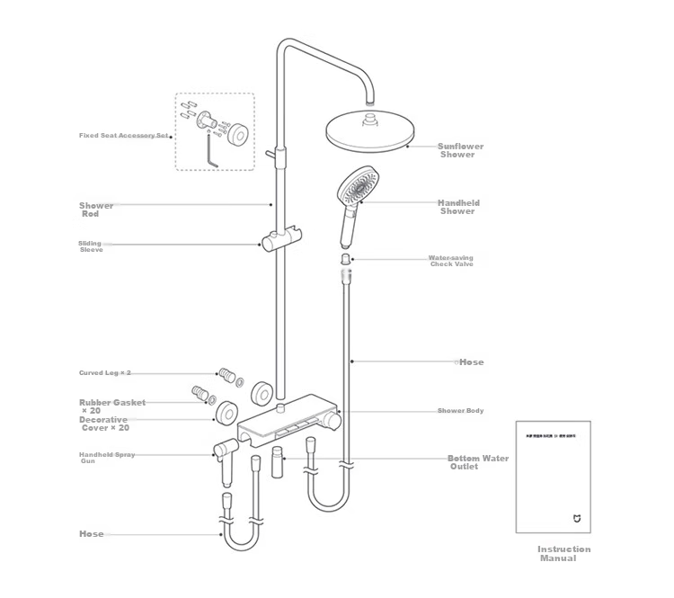 Душевой гарнитур Mijia Temperature-Controlled Shower Head S1, система для ванной комнаты, с регулировкой температуры