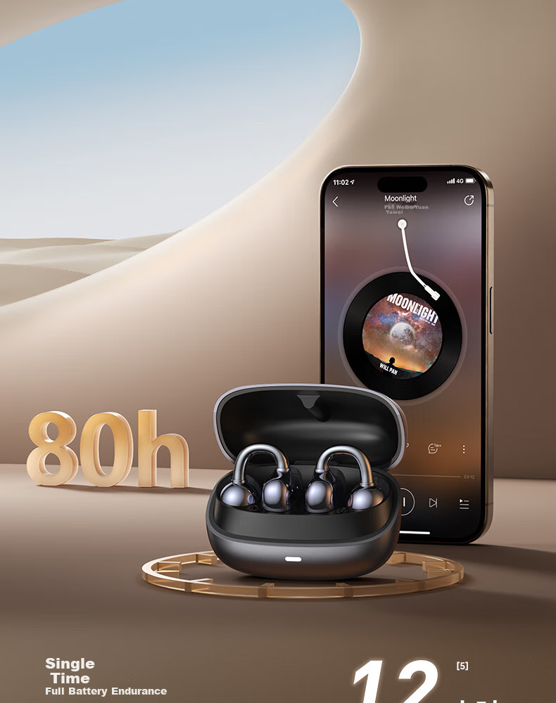 Беспроводные наушники Weilide DZ-S30 с костной проводимостью, Bluetooth 5.3, активное шумоподавление, водонепроницаемость IPX5, черный