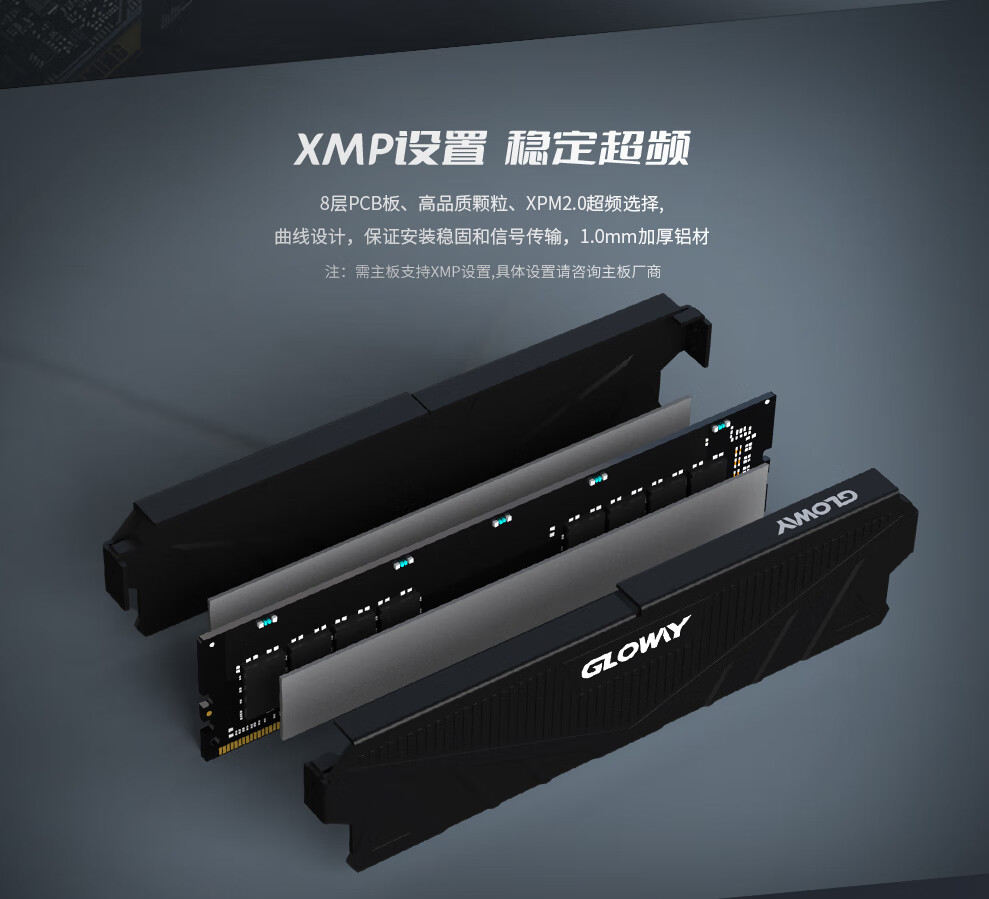 Модуль памяти Gloway 16GB DDR4 3200MHz CL18 для настольного компьютера, с радиатором, черный