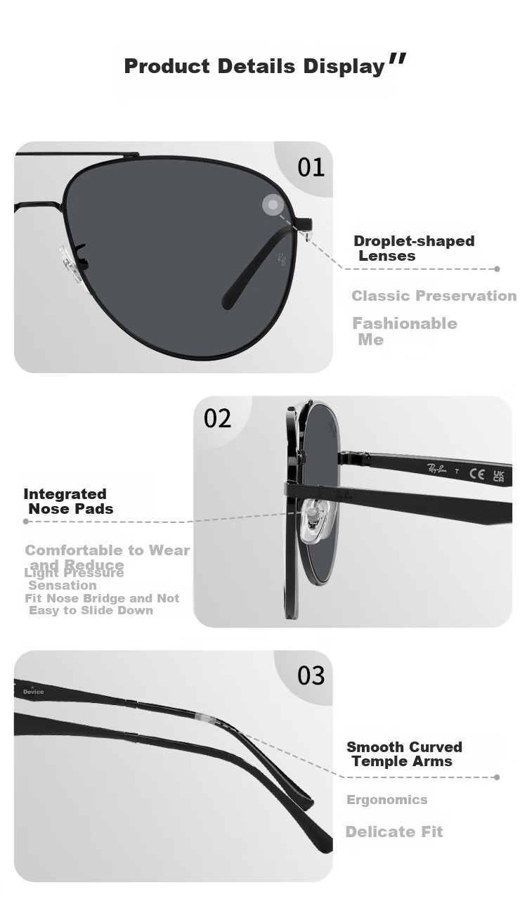 Солнцезащитные очки RayBan "Frog-Eye", стиль "Авиатор", унисекс, 0RB3712D002/8762, серые линзы, серый
