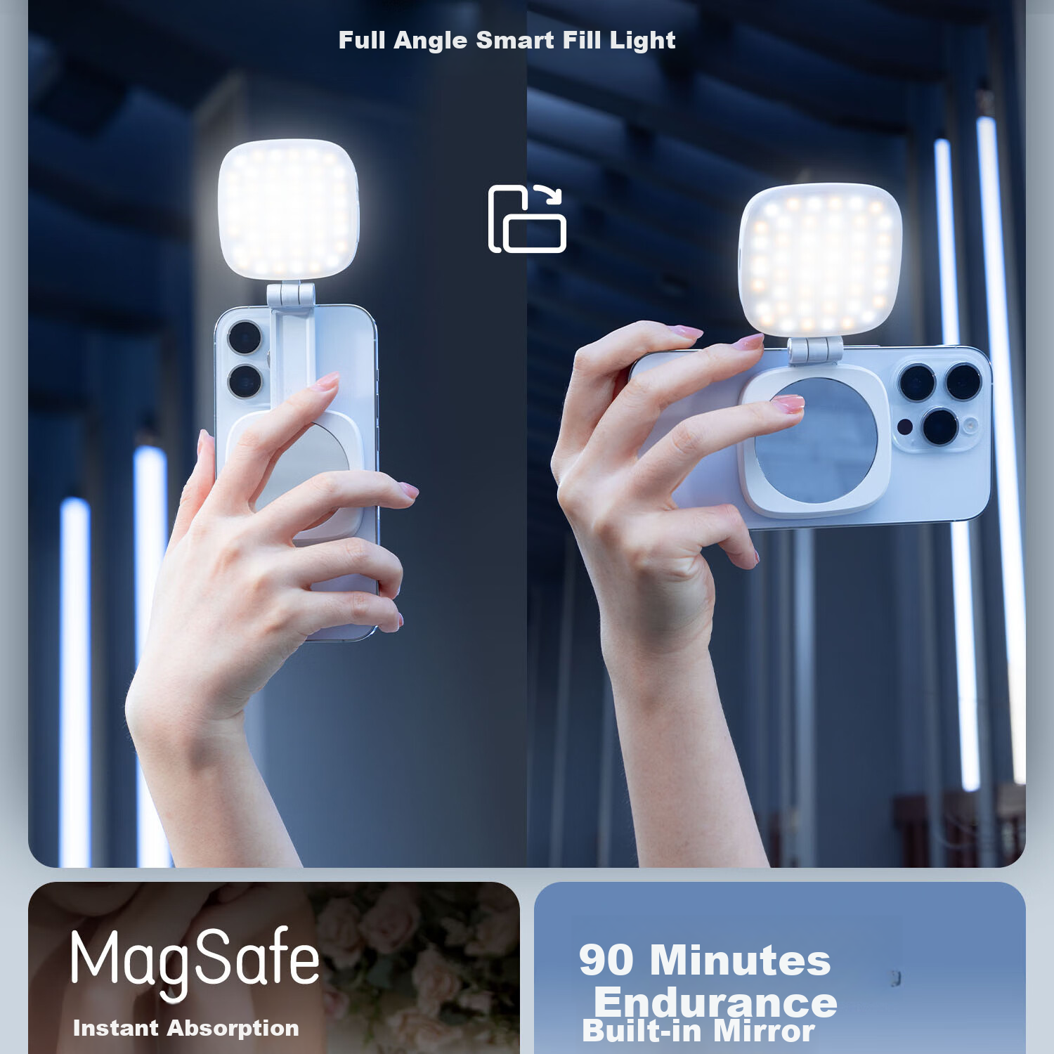 SmallRig 4933 MagSafe - светодиодный заполняющий свет для телефона с двойной цветовой температурой, универсальный мягкий свет для прямой трансляции, селфи-гаджет для iPhone 16, модный свет для фотографии