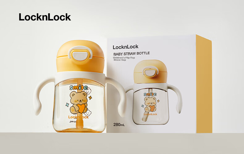 Детская поильная бутылочка LOCK&LOCK с трубочкой, поильник-непроливайка для малышей от 1 до 3 лет, бутылочка для молока, поильник для детей PPSU объемом 280 мл.
