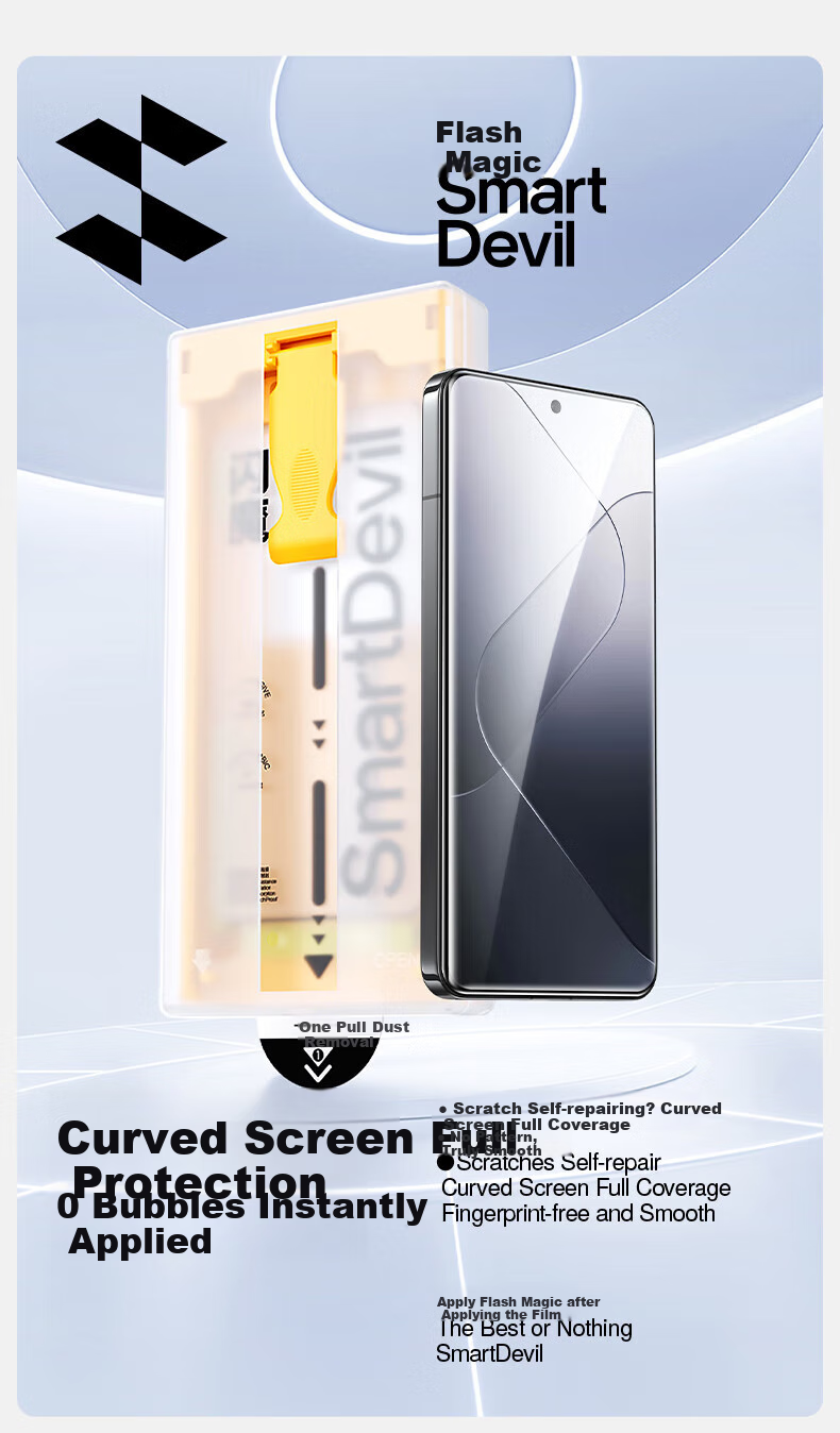 Защитная пленка SmartDevil для Xiaomi 14 Pro / 14 Ultra, микрокристаллическая, полное покрытие, противоударная, антиотпечатки, пыленепроницаемая