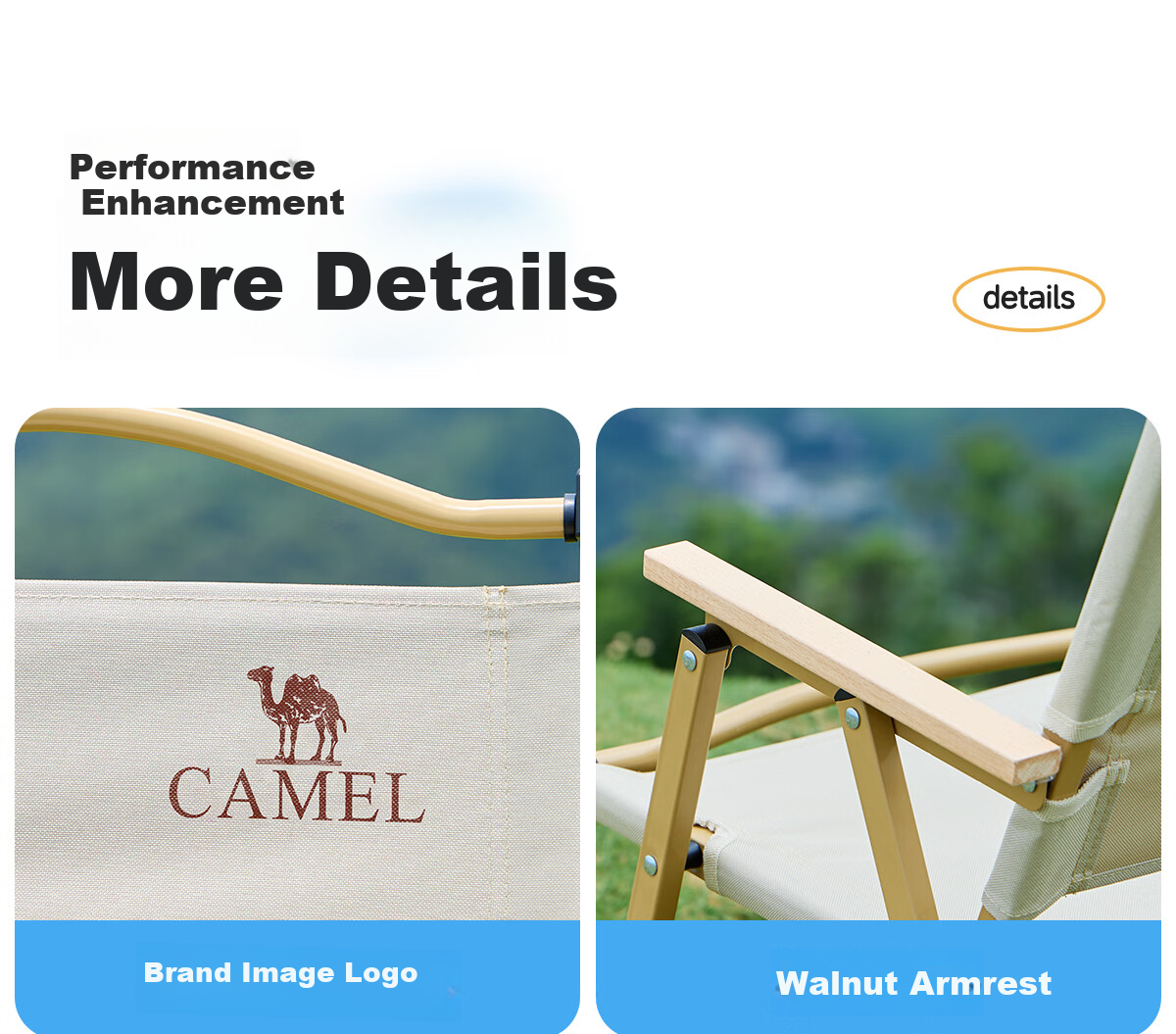 Складной стул CAMEL для кемпинга, портативный с подлокотниками из бука, для рыбалки, отдыха на природе, синий