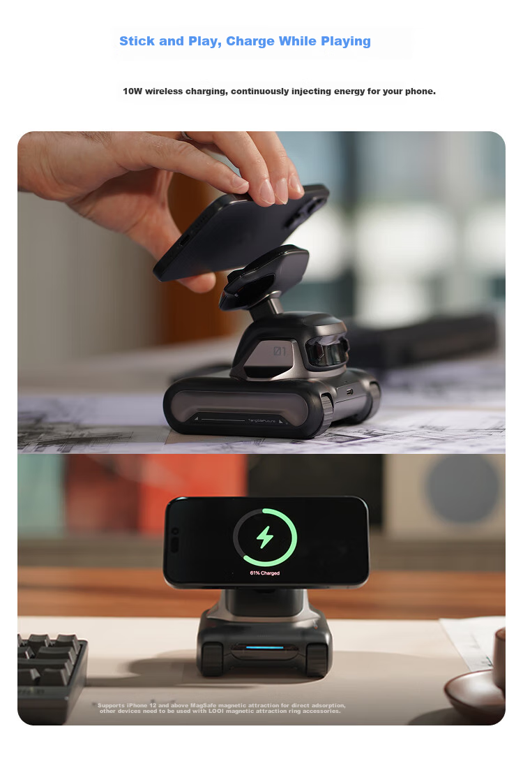 LOOIROBOT LOOI Робот-компаньон, большая языковая модель DeepSeek, голосовой диалог на китайском и английском, визуальное распознавание, беспроводная зарядка MagSafe, робот-компаньон с ИИ [Космический черный]