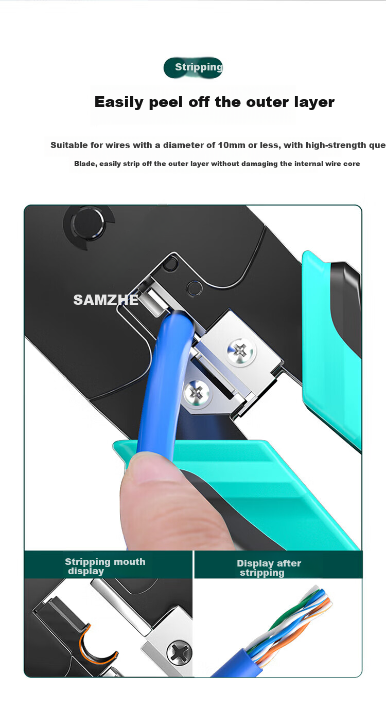 Кримпер (обжимной инструмент) SAMZHE WJ-3068 для сетевых и телефонных кабелей RJ45, 4P/6P/8P, инструмент для зачистки и резки проводов