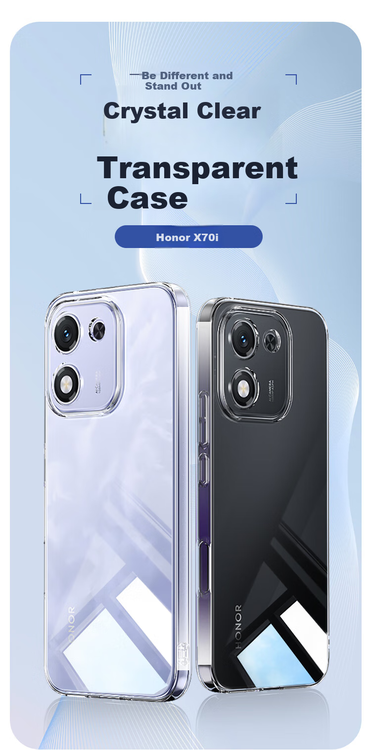 ESCASE Ультратонкий прозрачный защитный чехол для Honor X70i, защита от падений, мягкий чехол из ТПУ, защита от отпечатков пальцев