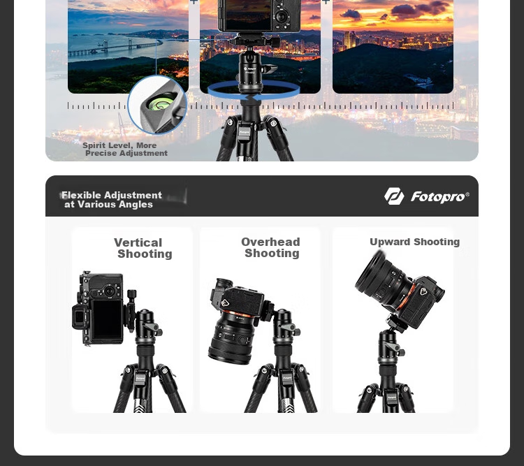 Штатив Fotopro Air Three Mini, портативный, из углеродного волокна, с зажимом для телефона