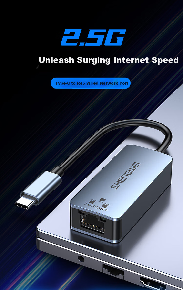 Сетевой адаптер Shengwei Type-C 2.5G, внешний сетевой адаптер, для Apple ноутбуков, смартфонов, планшетов, конвертер сетевого порта USB-C в RJ45, адаптер Ethernet EUR0006J