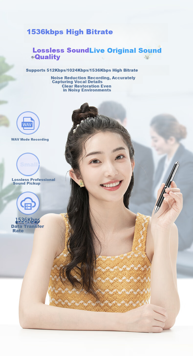 Диктофон Newsmy S100 8GB, портативный, для записи лекций и встреч, с функцией преобразования речи в текст