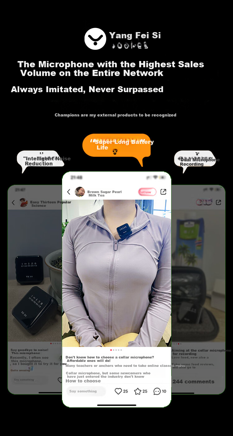 Беспроводной петличный микрофон YOUFES M22pro для прямой трансляции, записи, TikTok, караоке, с шумоподавлением, для телефонов, компьютеров и камер