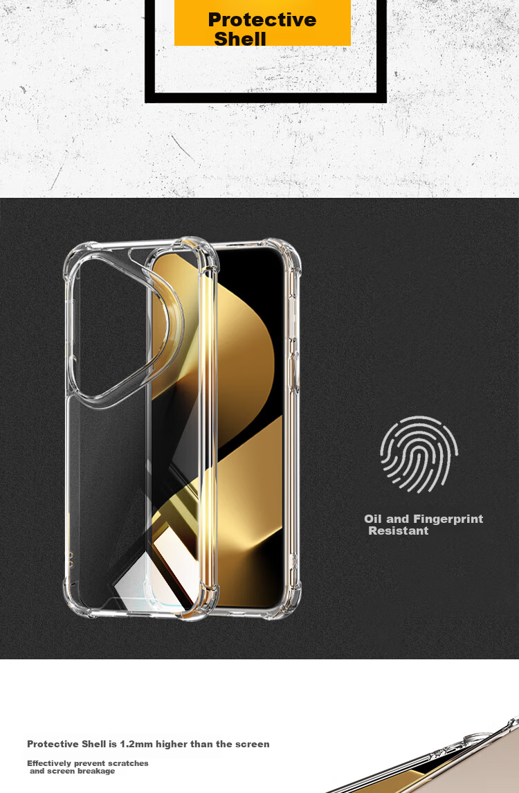 ESCASE Чехол для Huawei Pura 80 Ultra, противоударный, с воздушной подушкой, двойной материал TPU + PC, высокая прозрачность