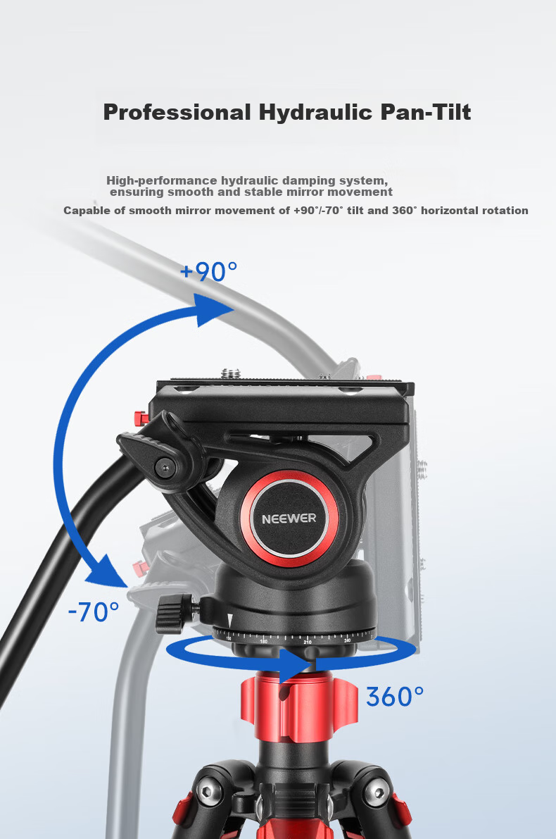 Профессиональный гидравлический штатив NEEWER N555 с моноподом, штатив для DSLR и беззеркальных камер, стабилизатор для съемки, регулируемый кронштейн