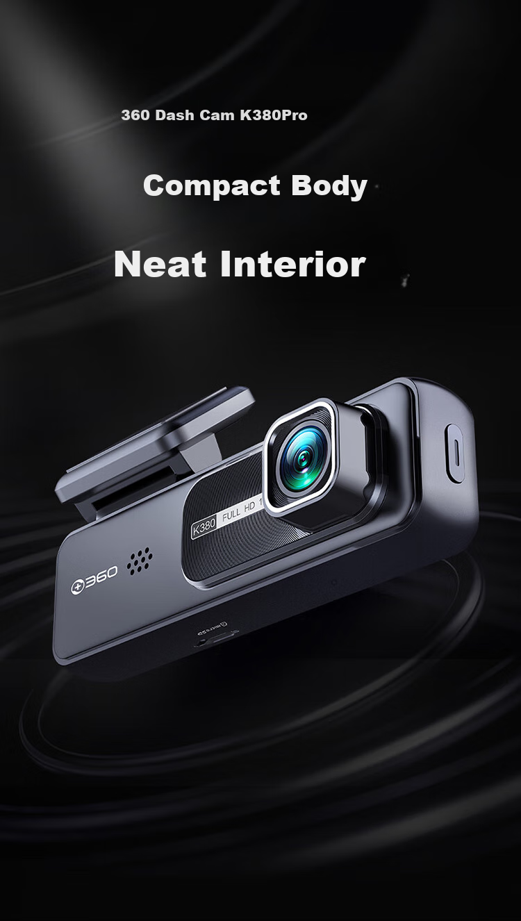 Видеорегистратор 360 AI Dash Cam K380, 4K, ночное видение, запись высокой четкости, умный скрытый автомобильный видеорегистратор