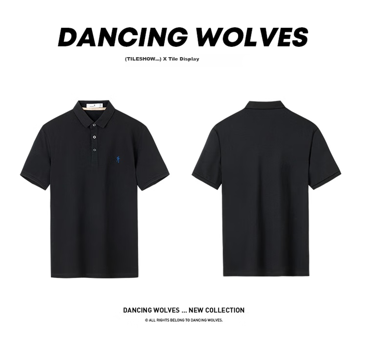 Мужская футболка-поло DANCING WOLVES, хлопок 100%, лето, повседневный стиль, размер 2XL (185), темно-синий