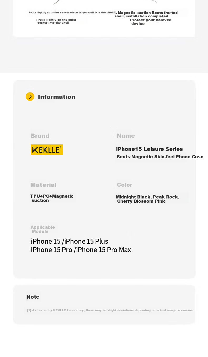 Чехол KEKLLE для iPhone 15, защитный, с магнитной беспроводной зарядкой, матовый, противоударный, цвет "Peak Rock"