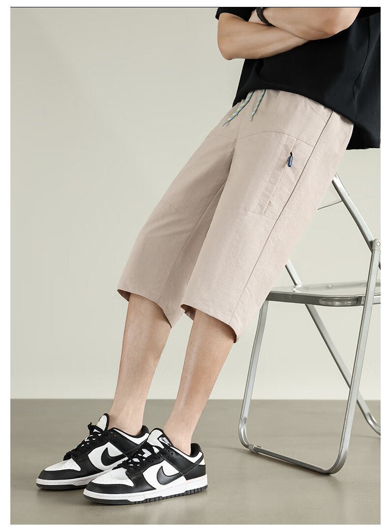 Мужские шорты Foss Phil, летние, тонкие, свободные, повседневные, прямые, быстросохнущие, капри, 0002 Черный L