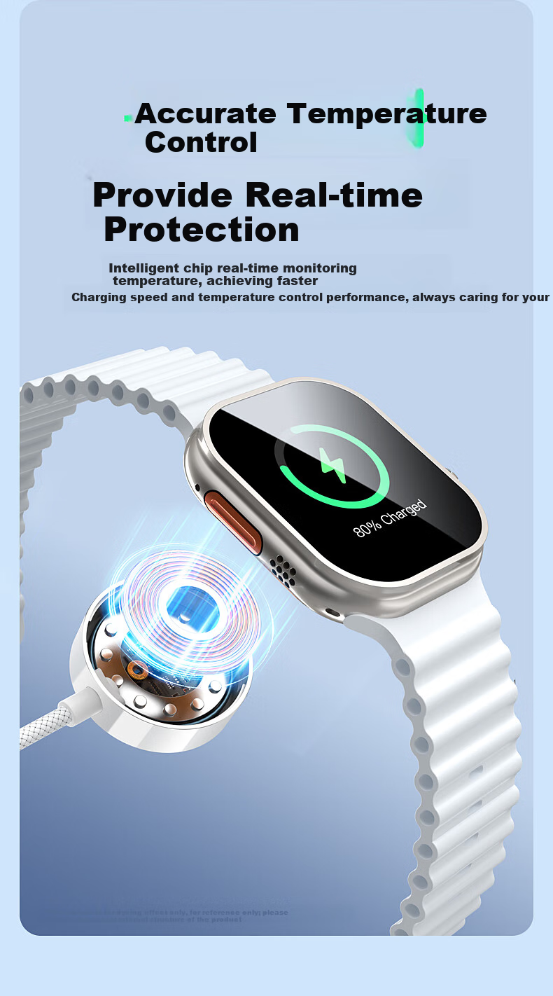 Зарядное устройство PISEN MagSafe для Apple Watch, плетеный кабель Type-C, 5W, белое