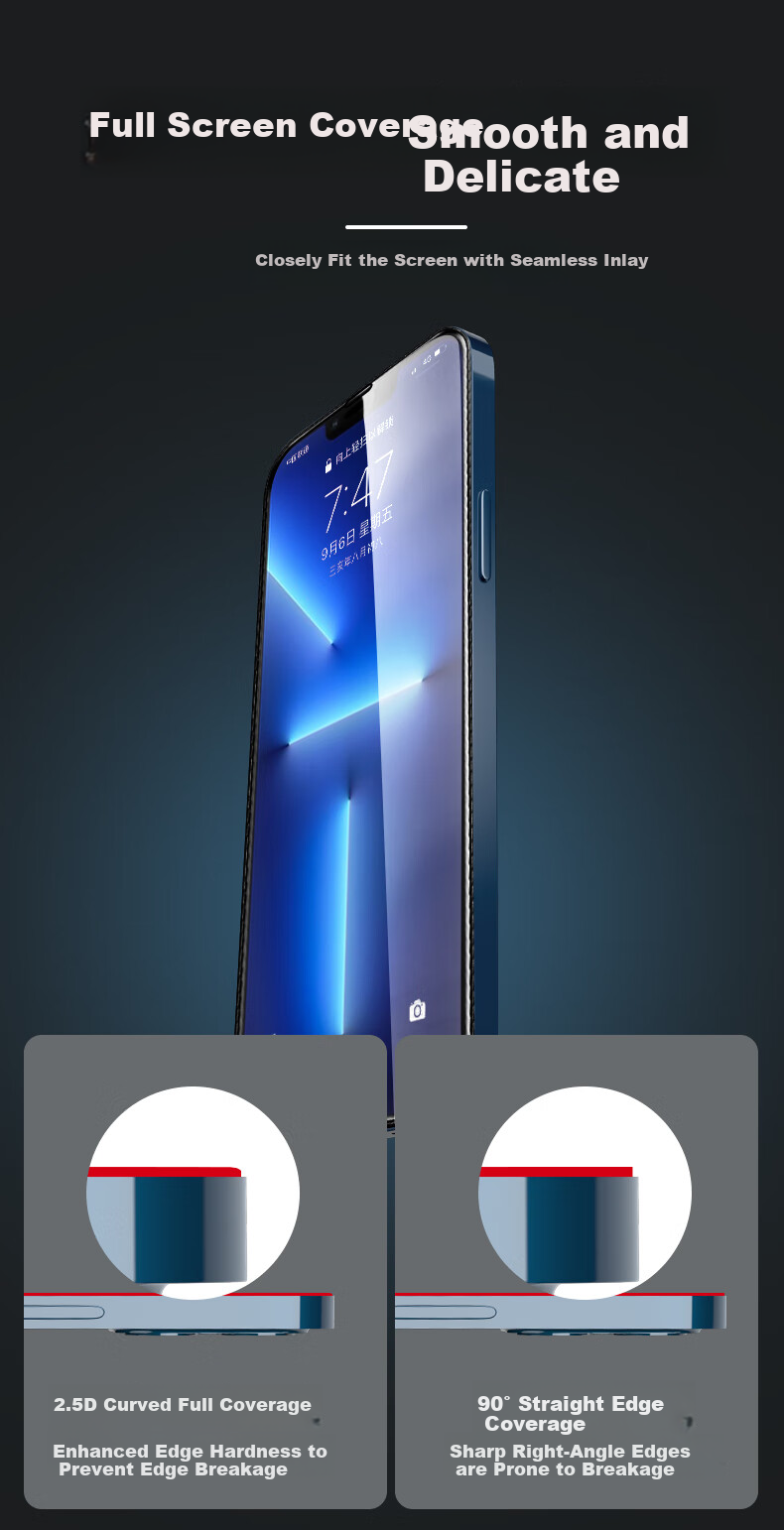Защитное стекло LANGLING для Apple iPhone 14 Pro Max, полное покрытие, HD Clear, анти-ударное, анти-отпечатки пальцев, 2 шт.