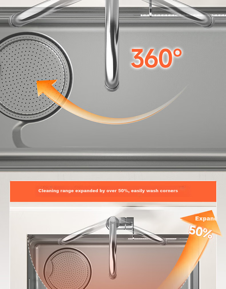 Смеситель для кухни ARROW Hot And Cold Kitchen Faucet с двойным распылением воды, двойным управлением горячей и холодной водой, вращением на 360°, кран для раковины, модель AE45402CP, цвет хром