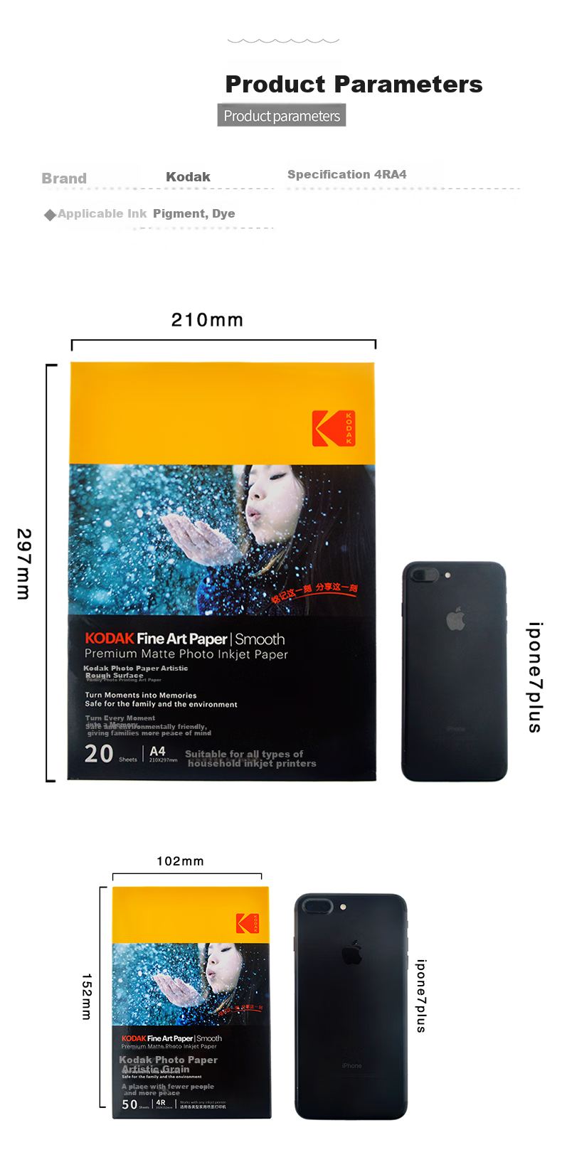 Фотобумага KODAK A4, 235 г/м², 20 листов, для струйной печати, художественная, матовая
