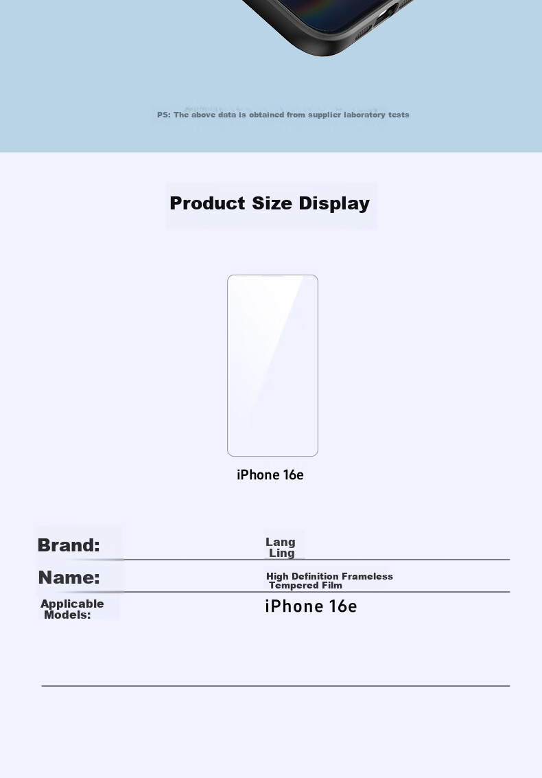 Защитное стекло LANGLING для Apple iPhone 16e, 2 шт., противоударное, антибликовое, HD