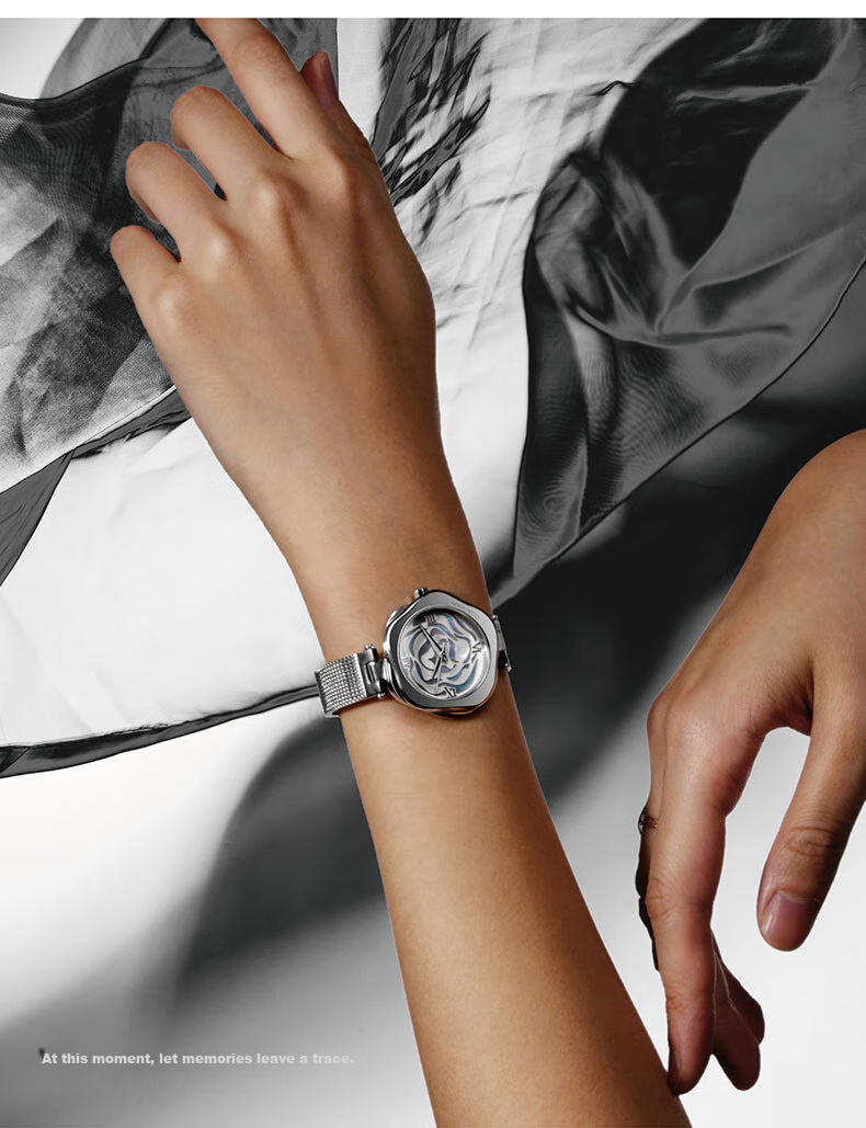 Женские часы CIGA Design R Series Danish Rose, механические, автоматические, с сапфировым стеклом, водонепроницаемые (3 АТМ), серебристый циферблат, квадратный корпус, кожаный ремешок, женские
