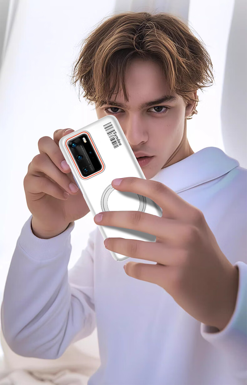 Чехол-накладка Baozou для Huawei P40 Pro, противоударный, с магнитным кольцом-подставкой, матовый, белый