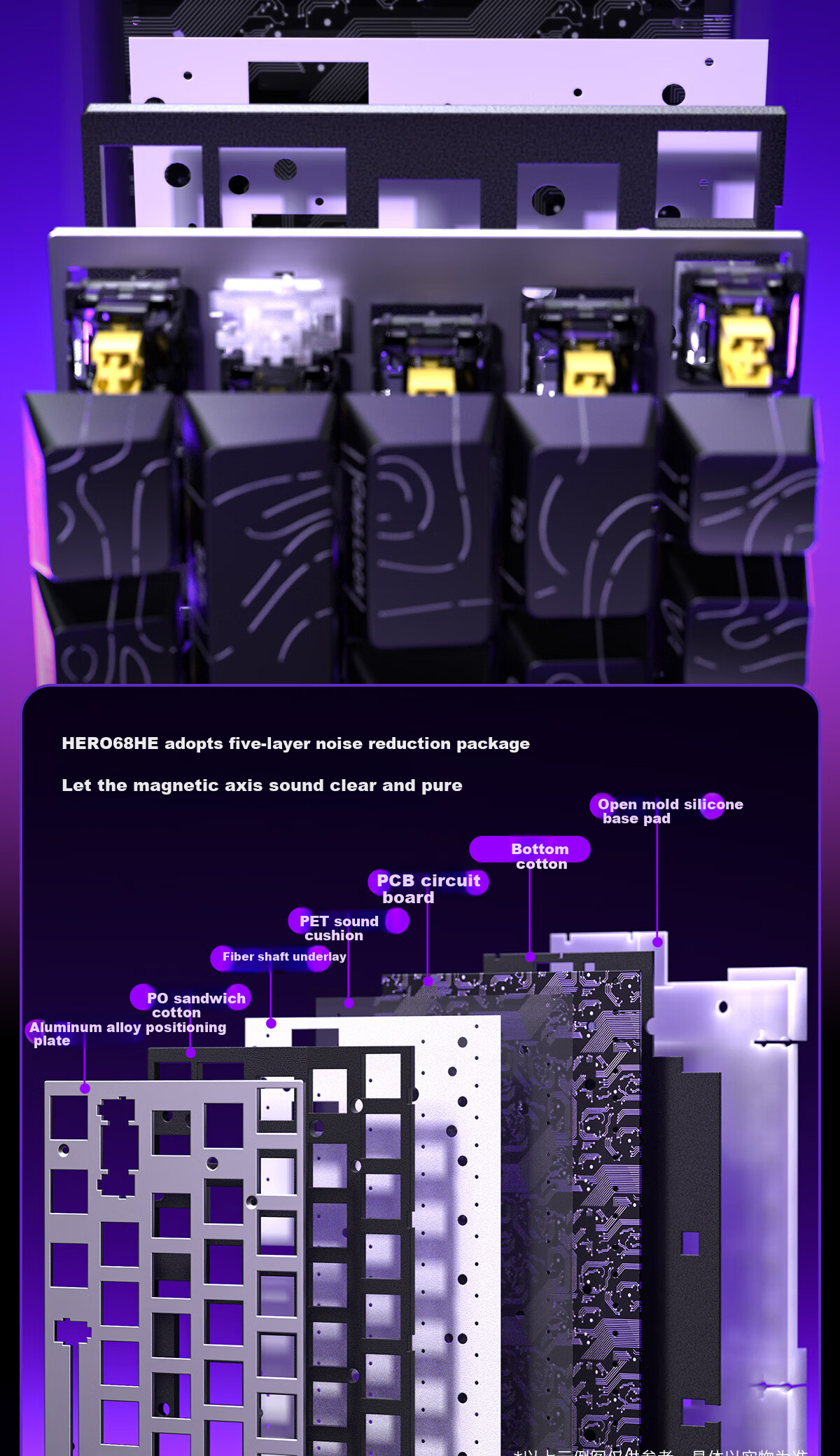 Магнитная механическая клавиатура AULA HERO 68HE, игровая, проводная, RGB подсветка, розовый
