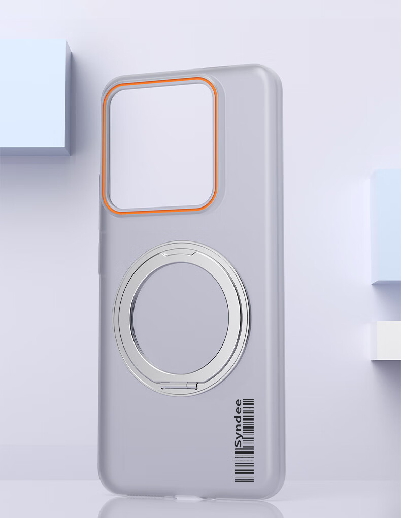 Чехол для Xiaomi 14 Pro Crazy Run, противоударный, с защитой от царапин, серый, с вращающимся кольцом-подставкой